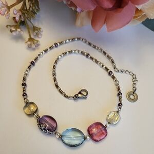 Antica Murrina Florinda Necklace Sign Murano Glass Multicolor Silvertone Jewelry